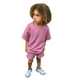 thumbnail image 1 of Wdgfv Toddler Boys Girls Summer 2 Piece Tracksuit Outfit Set Short Sleeve Tee and Shorts Pink 2-3 Years, 1 of 8