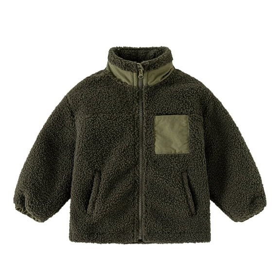 Wdgfv Toddler Boys Girls Winter Jacket with Long Sleeves Thickened Zippered Outerwear for Cold Weather Army Green 18-24 Months