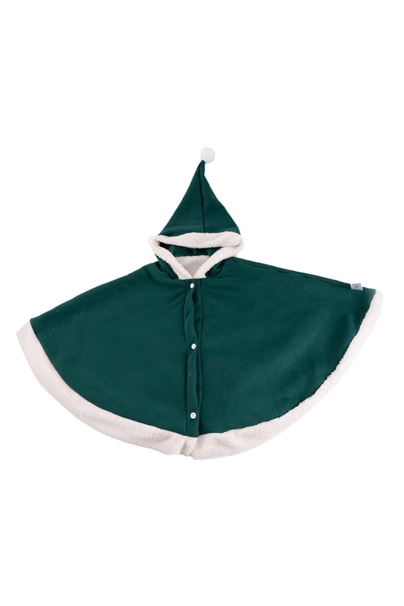 Toddler Christmas Hooded Cape Cloak Poncho Coat Snowsuit Carseat Jacket Winter Outwear For Boys Green 12-18 Months