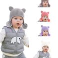 thumbnail image 1 of Wdgfv Toddlers Kids Cozy Knitted Beanie with Bear Ear, Baby Girls Boys Warm Lining Earflap Hat Trapper Hat L, 1 of 5