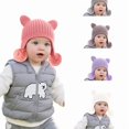 thumbnail image 1 of Wdgfv Toddlers Kids Cozy Knitted Beanie with Bear Ear, Baby Girls Boys Warm Lining Earflap Hat Trapper Hat S, 1 of 5