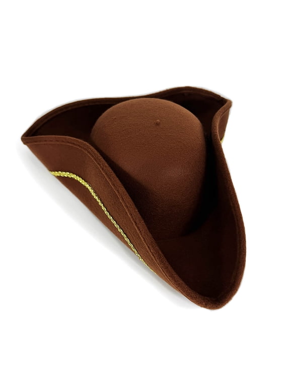Triangular Tricorn Hat for Stage Performances Themed Parties and Historical Events Brown One Size