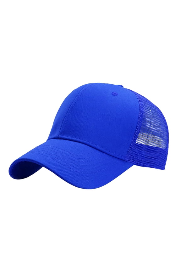 Trucker Hat Baseball Cap Structured Plain Design 6 Panel, Adjustable Size Blue One Size