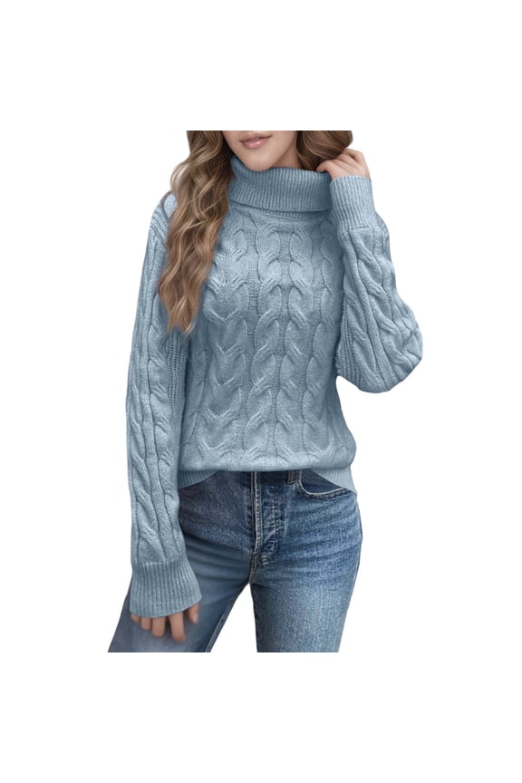 Turtleneck Pullover for Women Elegant High Neck Knitted Pullover Winter Turtleneck Top for Women Cozy Soft Loose Fit Casual Long