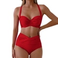 thumbnail image 1 of Wdgfv Two Piece Swimsuit for Women Push Up Bikini Top Tummy Control Bathing Suit High Cut Mid Rise Sporty Swimwear Teens, 1 of 8