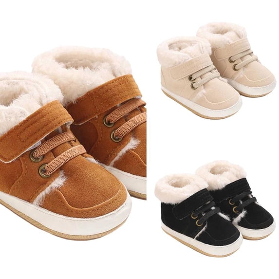Wdgfv Unisex Baby Boys Soft Sole High Top Ankle Warm Sneakers Boots, WInter Outdoor Sport Newborn Infant First Walkers Shoes 17-24 Months