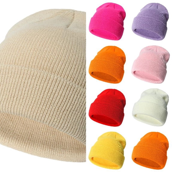 Wdgfv Unisex Kids Ribbed Knit Beanie Hat, Soft Stretch Solid Plain Winter Warm Skull Cap, Thermal Windproof Cold Weather Hat for Boys Girls 2-6 Years