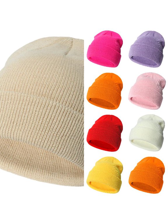 Unisex Kids Ribbed Knit Beanie Hat, Soft Stretch Solid Plain Winter Warm Skull Cap, Thermal Windproof Cold Weather Hat for Boys Girls 3-24 Months
