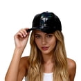 thumbnail image 1 of Wdgfv Unisex Shiny Metallic Leather Baseball Cap Adjustable Rainbow Reflective Hop Hat Black One Size, 1 of 4