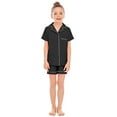 thumbnail image 1 of Wdgfv Unisex Toddler Pajamas Set Soft Short Sleeve Top Comfortable Pants Relaxed Fit Button Down Collar For Kids Family Wear Black 4-5 Years, 1 of 4