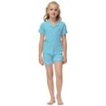 thumbnail image 1 of Wdgfv Unisex Toddler Pajamas Set Soft Short Sleeve Top Comfortable Pants Relaxed Fit Button Down Collar For Kids Family Wear Light Blue 7-8 Years, 1 of 4