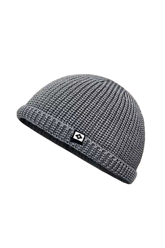 Unisex Waffle Beanie Knit Winter Hat, Super Soft Ultra Warm Double-Layered Ski Cap with Ribbed Grey One Size