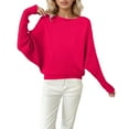 thumbnail image 1 of Wdgfv V-Neck Women's Pullover Sweater Oversized Batwing Sleeve Pullover Knit Sweater with Crew Neck and Long Sleeve Design for a Soft Casual Loose Fit, 1 of 4