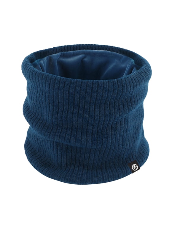 Winter Knitted Neck Warmer Scarf Double Layer Lined Thermal For Cold Weather And Outdoor Activities Blue One Size