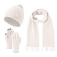 thumbnail image 1 of Wdgfv Winter Knitted Scarf and Hat Set Soft Warm Blend Touchscreen Gloves for Cold Weather Beige One Size, 1 of 4
