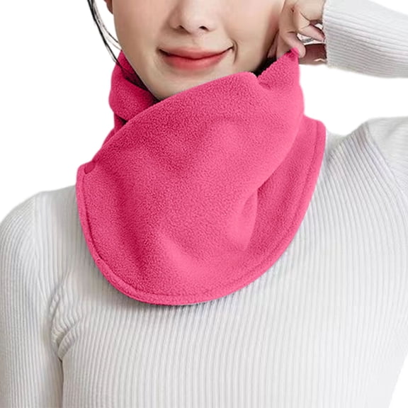 Wdgfv Winter Neck Gaiter for Women Double Buttons Polar Neck Warmer Scarf Windproof Shawl Cover for Skiing Riding Hot Pink One Size