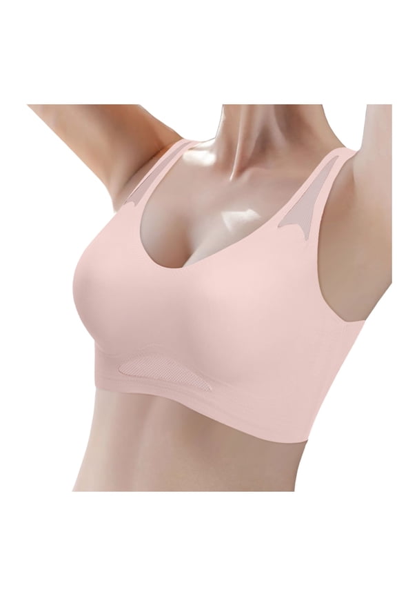 Wireless Backless Bra for Women with Transparent Convertible Straps and Seamless Comfort Design Pink M