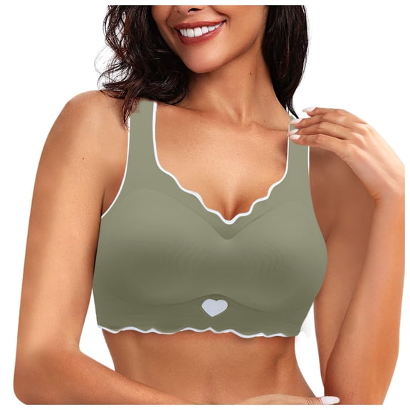 Wdgfv Wireless Jelly Bras for Women No Underwire with Support Maternity Nursing Bra Adjustable Breathable Underwire Support for Everyday Wear Green XXXL