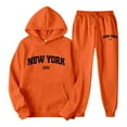 thumbnail image 1 of Wdgfv Women 2 Piece Tracksuits New York Letter Graphic Sweatsuits Fall Winter Hoodies Jogger Pants Matching Lounge Sets with Pocket, 1 of 3