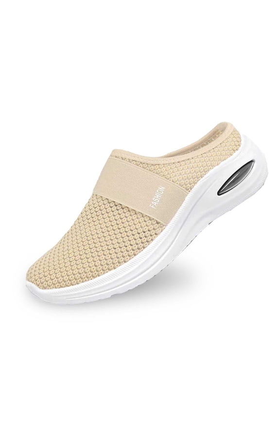 Women Backless Walking Sneakers Summer -on Mule Shoes Closed Toe Slides Wide Width Clogs Mesh Slippers Air Cushion Orthopedic Breathable Sneakers