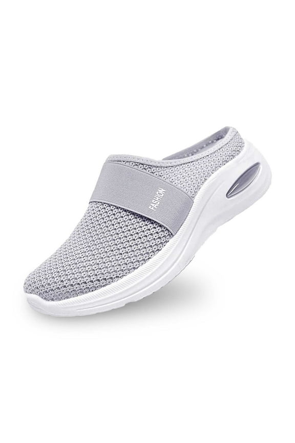 Women Backless Walking Sneakers Summer -on Mule Shoes Closed Toe Slides Wide Width Clogs Mesh Slippers Air Cushion Orthopedic Breathable Sneakers