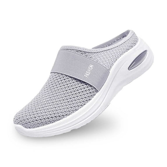 Wdgfv Women Backless Walking Sneakers Summer -on Mule Shoes Closed Toe Slides Wide Width Clogs Mesh Slippers Air Cushion Orthopedic Breathable Sneakers