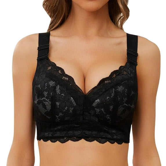 Wdgfv Women Floral Lace Bralette Padded Breathable Sexy Racerback Lace Bra Navy XL