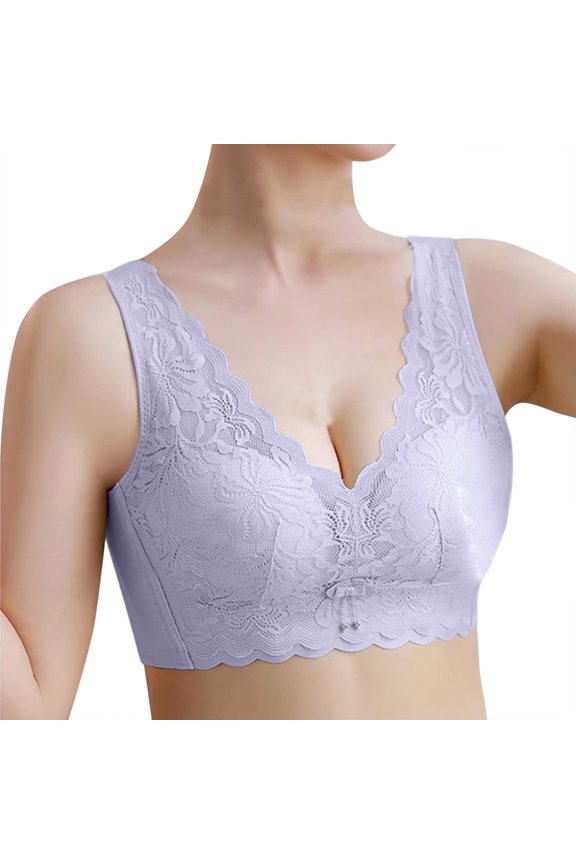 Women Floral Secrets Comfort Rose Bra,Front Closure Lace Comfy No Wire Bras,Plus Size Rose Push-up Bra Red 40