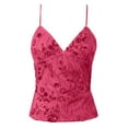 thumbnail image 1 of Wdgfv Women Sequin Sparkly Cami Top Spaghetti Strap Rhinestone Camisole Sheer Mesh See Through Tank Top Hot Pink M, 1 of 2