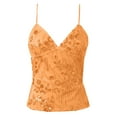 thumbnail image 1 of Wdgfv Women Sequin Sparkly Cami Top Spaghetti Strap Rhinestone Camisole Sheer Mesh See Through Tank Top Orange L, 1 of 2