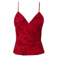thumbnail image 1 of Wdgfv Women Sequin Sparkly Cami Top Spaghetti Strap Rhinestone Camisole Sheer Mesh See Through Tank Top Red L, 1 of 2