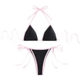 thumbnail image 1 of Wdgfv Women String Bikini Halter Side Tie Two Piece Swimsuit Color Block Triangle Bathing Suits, 1 of 3