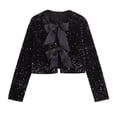 thumbnail image 1 of Wdgfv Women Tie-Front Sequined Jacket Long Sleeve Sparkling Cropped Top with Bow Party Concert Night, 1 of 2