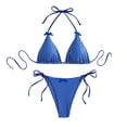 thumbnail image 1 of Wdgfv Women's 2 Piece Gingham Bikini Set Cute Triangle Thong Bikini Halter String Bathing Suit High Cut Cheeky Swimsuit, 1 of 5