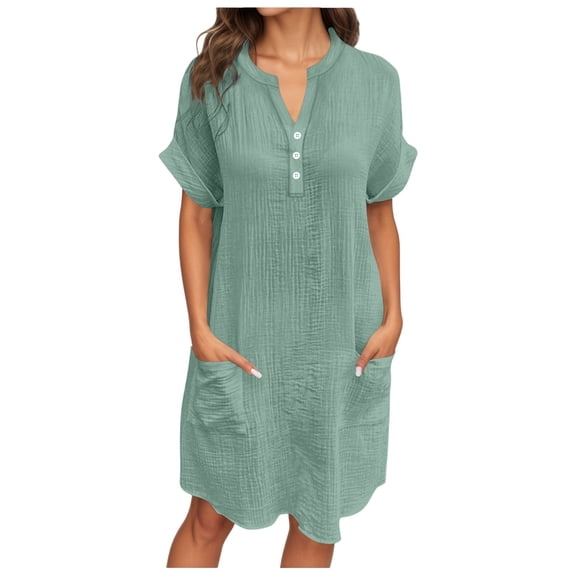Wdgfv Women's Casual T Shirt Dress Short Sleeve Summer Dresses 2055 Spring Clothes Boho Beach Vacation Sun Dress with Pockets