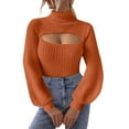 thumbnail image 1 of Wdgfv Women's Crewneck Sweater Pullover Elegant Women's Autumn Winter Loose Fit Turtleneck Knit Top With Alluring Hollow Out Detailing For, 1 of 4