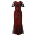 thumbnail image 1 of Wdgfv Women's Flapper Dress 1920s V-Neck Evening Gown Sequin Beaded Maxi Dress for Wedding Red XXXL, 1 of 3