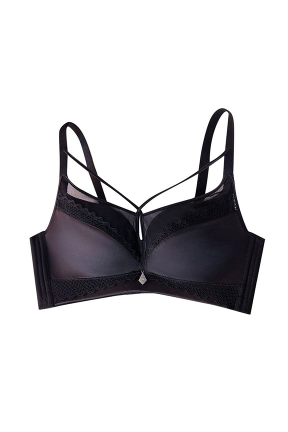 Women's Front Closure Bras Posture Full Coverage Plus Size Lace Underwire Unlined Bra