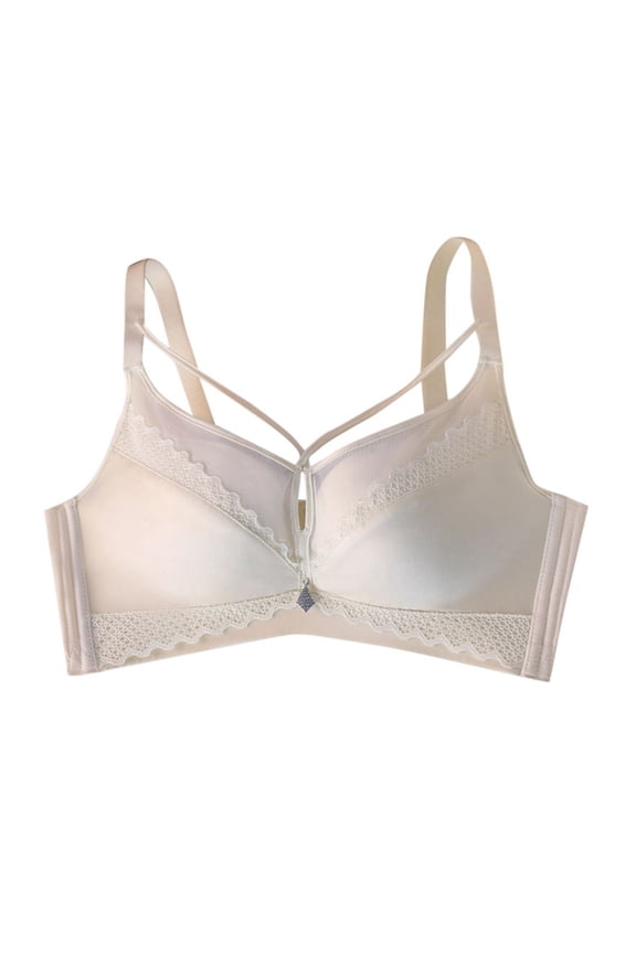 Women's Front Closure Bras Posture Full Coverage Plus Size Lace Underwire Unlined Bra
