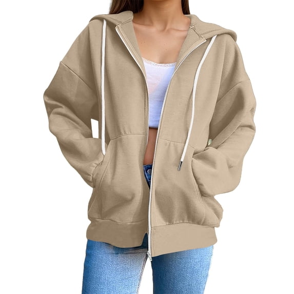 Wdgfv Women's Full Zip Up Hoodie Long Sleeve Hooded Sweatshirts Pockets Jacket Coat for Women