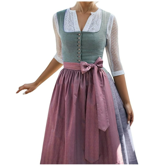Wdgfv Women's German Dirndl Dress Bavarian Oktoberfest Carnival Costumes for Holiday