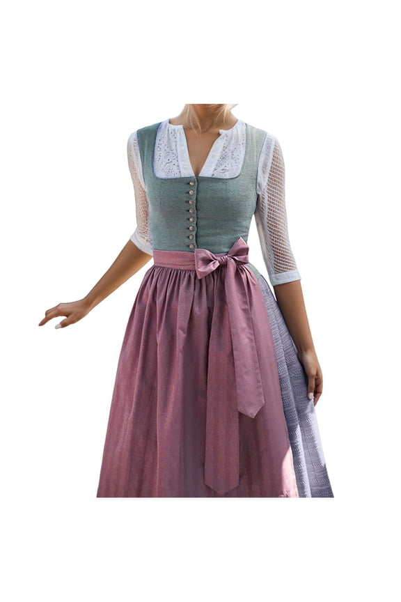 Women's German Dirndl Dress Bavarian Oktoberfest Carnival Costumes for Holiday