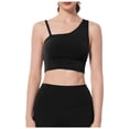 thumbnail image 1 of Wdgfv Women's High Sports Bra Secure Support Yoga Top With Removable Pads Fashion Asymmetric Shoulder Design For Black XL, 1 of 6