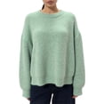 thumbnail image 1 of Wdgfv Women's Lightweight V-Neck Cotton Striped Pullover Top Oversized Soft Knit Pullover Sweater for Women Cozy Crewneck Winter Fall Casual Wear, 1 of 4
