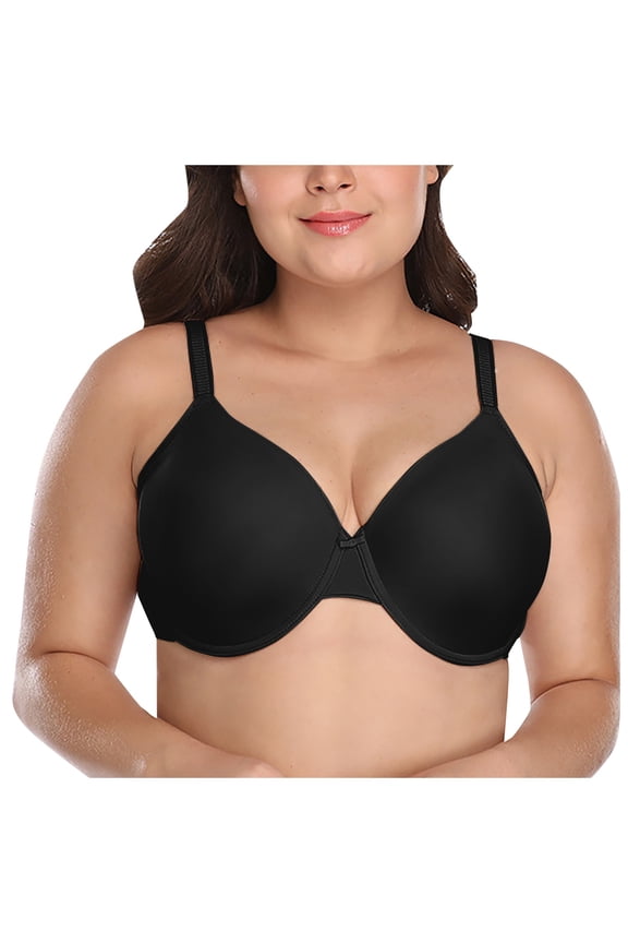 Women's Minimizer Bra Plus Size Underwire Smooth Full Coverage Seamless Bras Black 90I