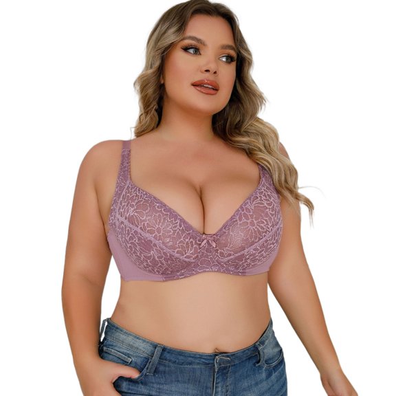 Wdgfv Women's Plus Size Lace Bra Full Coverage Underwire Supportive Comfy Bras 95D