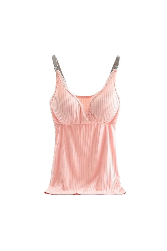 Women's Plus Size Nursing Tank Tops Maternity Breastfeeding with Padded Bra Cami Shirt Tops for Pregnant Women