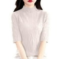 thumbnail image 1 of Wdgfv Women's Pullover Knit Top Fall Winter Semi High Neck Knitted Pullover Sweater Slim Fit Ribbed Texture Versatile Casual Blouse, 1 of 5