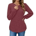 thumbnail image 1 of Wdgfv Women's Pullover Sweater Loose Fit Casual Pullover Sweater With Curved Hem Round Neck Everyday Wear Comfortable Soft Women's Top For Fall, 1 of 4