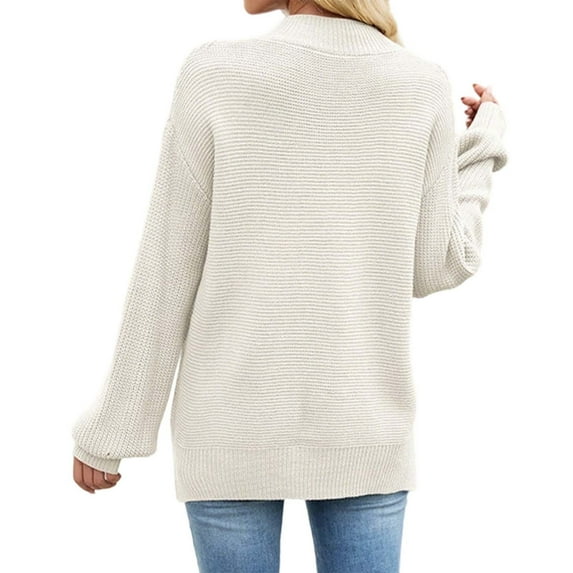 Wdgfv Women's Pullover Sweater Women's Knit Pullover Sweater Loose Fit Semi High Neck Casual Comfort Wear For Fall And